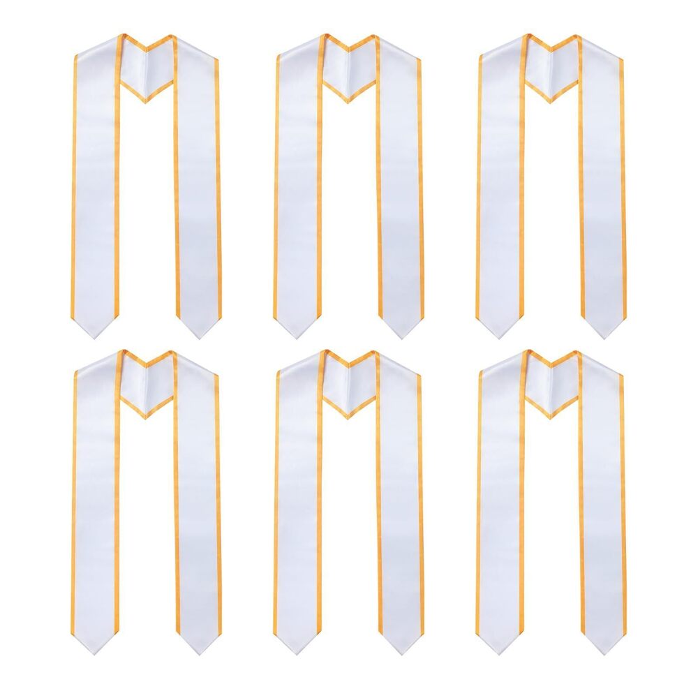 1039 6 Pcs Plain Graduation Stole for Unisex Adult Classic End With Trim